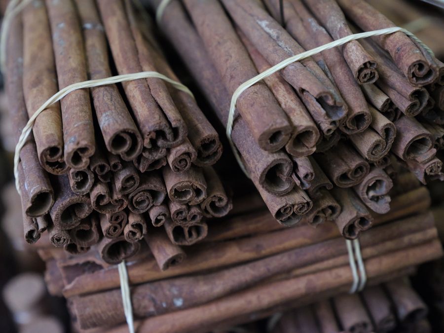 Bundles of natural cinnamon sticks