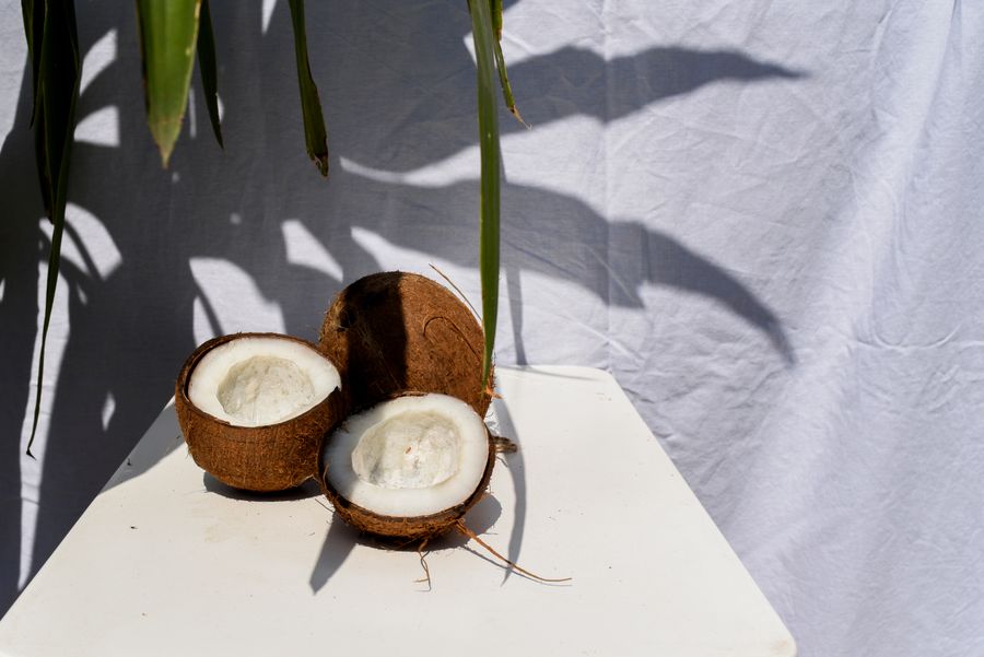 Fresh coconut halves